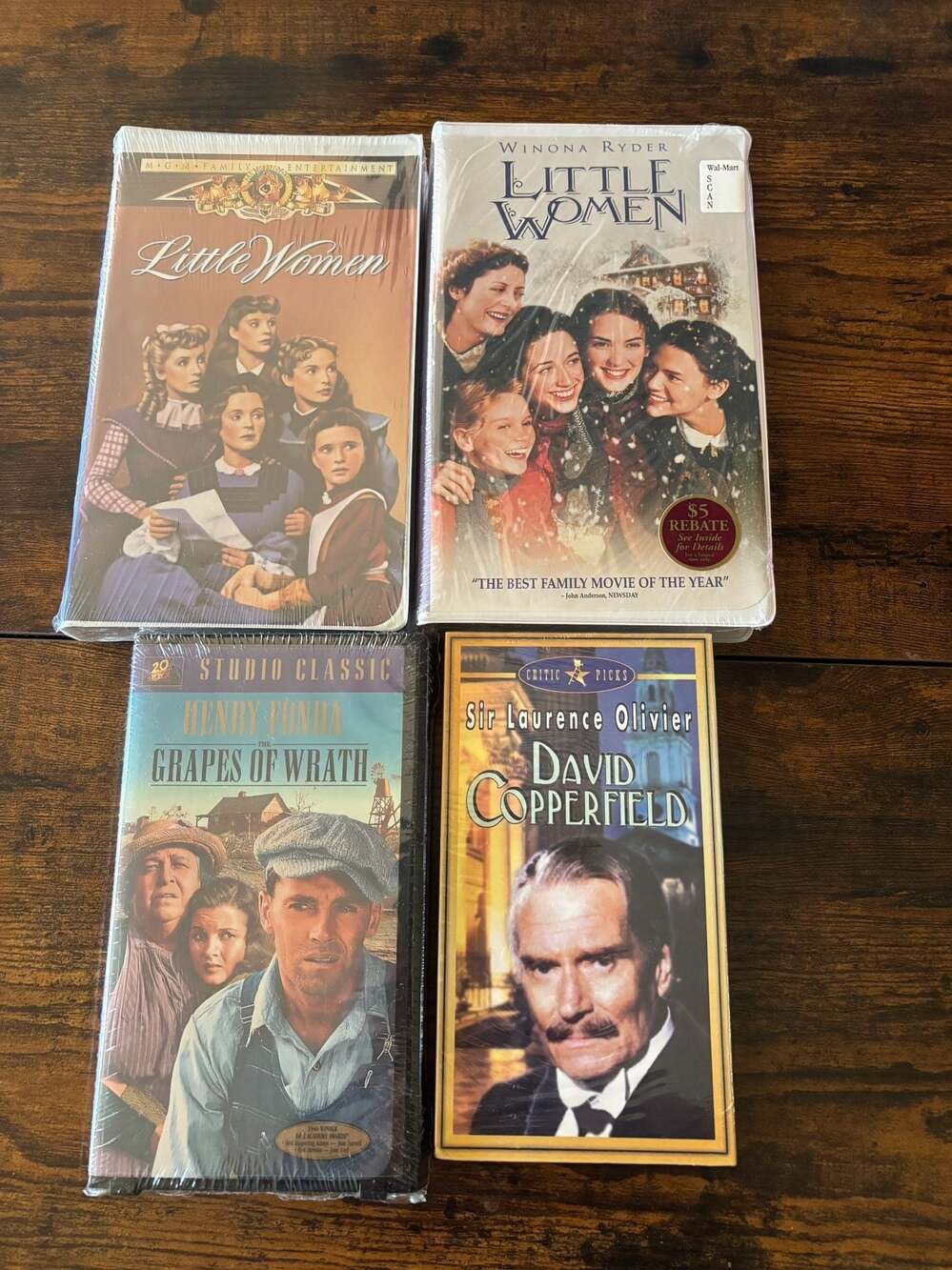 4 Classic Sealed VHS Tapes The Grapes of Wrath, Little Women (1949), David Coppe